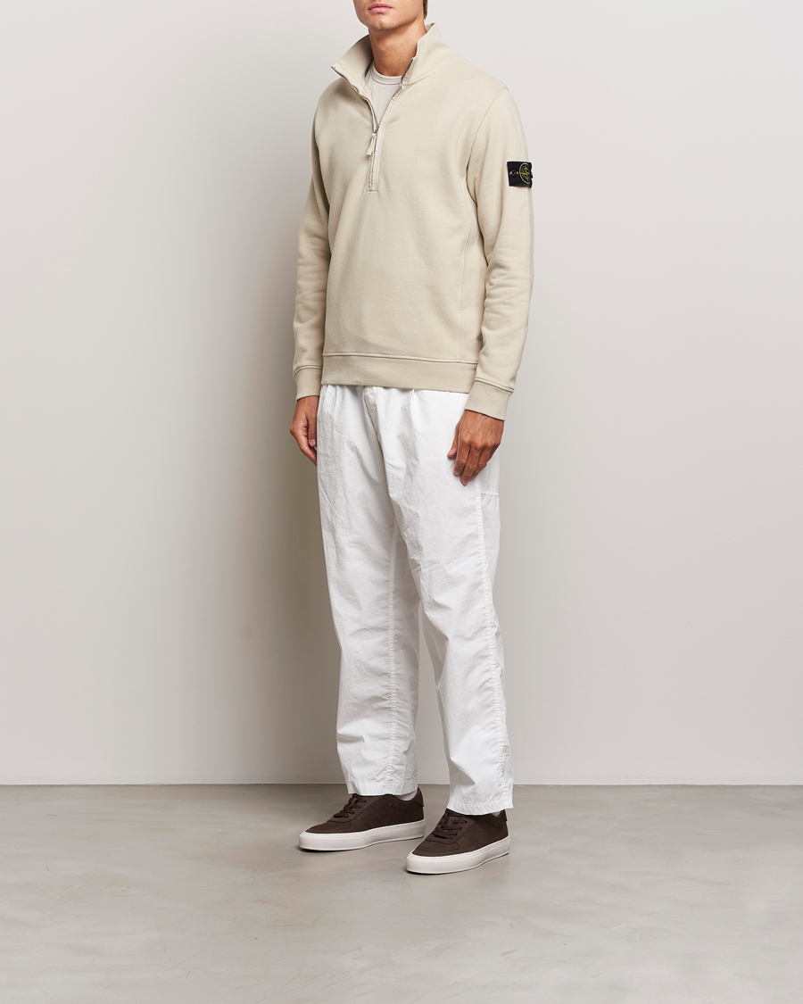 Hombres | Jerséis y prendas de punto | Stone Island | Garment Dyed Fleece Half Zip Plaster