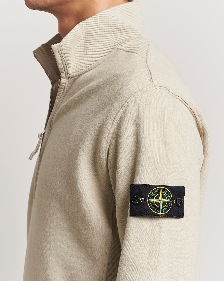 Hombres | Jerséis y prendas de punto | Stone Island | Garment Dyed Fleece Half Zip Plaster