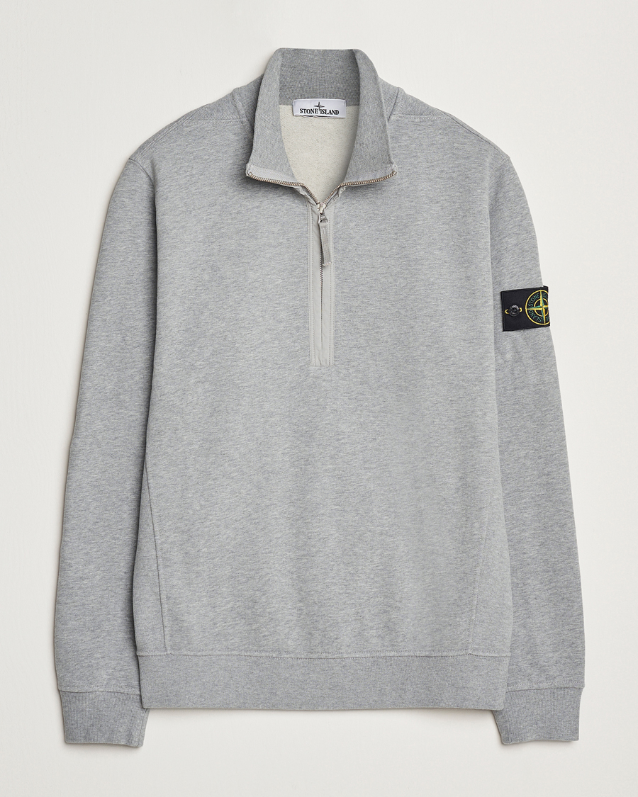 Hombres | Jerséis y prendas de punto | Stone Island | Garment Dyed Fleece Half Zip Melange Grey