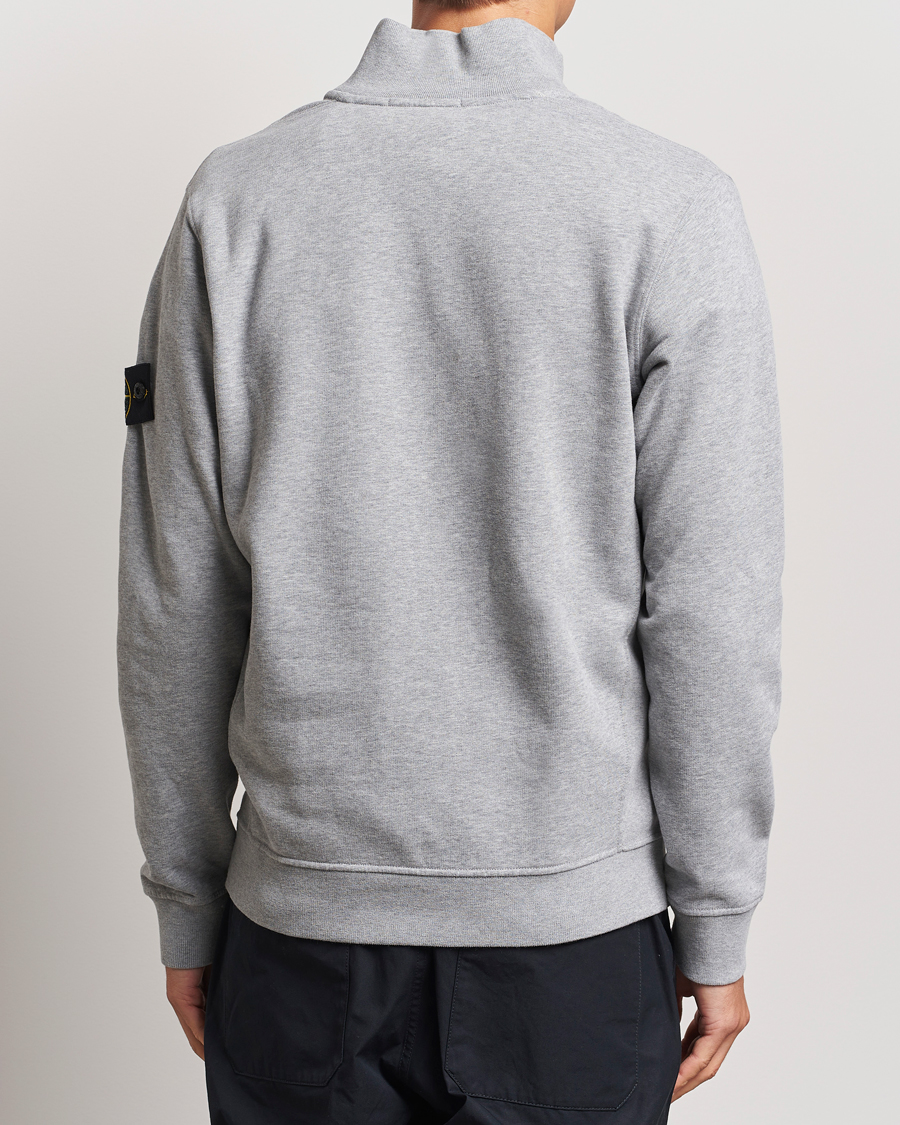 Hombres | Jerséis y prendas de punto | Stone Island | Garment Dyed Fleece Half Zip Melange Grey