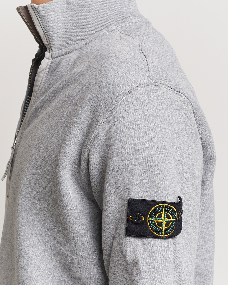 Hombres | Jerséis y prendas de punto | Stone Island | Garment Dyed Fleece Half Zip Melange Grey