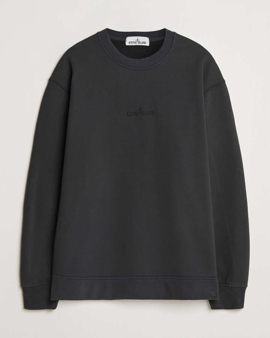 Hombres | Jerséis y prendas de punto | Stone Island | Garment Dyed Fleece Logo Sweatshirt Black