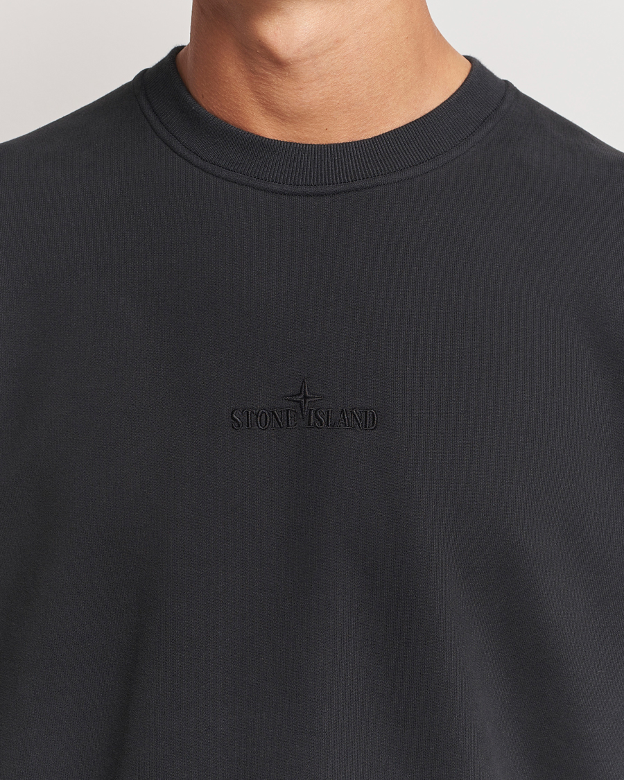 Hombres | Jerséis y prendas de punto | Stone Island | Garment Dyed Fleece Logo Sweatshirt Black