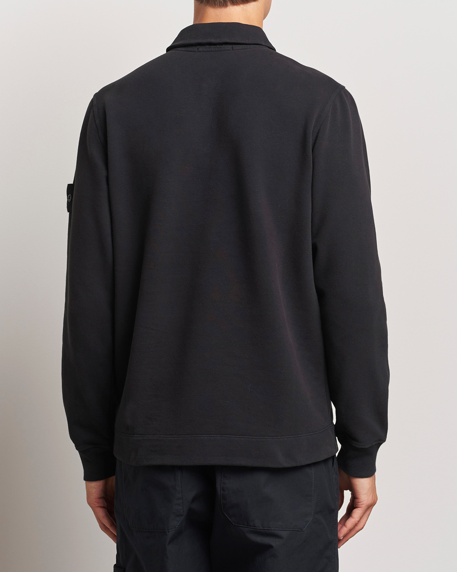 Hombres | Jerséis y prendas de punto | Stone Island | Ghost Organic Cotton Fleece Polo Sweatshirt Black