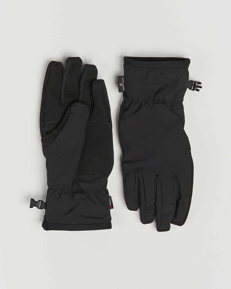 Hombres | Stone Island Soft Shell-R_e Recycled Gloves Black | Stone Island | Soft Shell-R_e Recycled Gloves Black