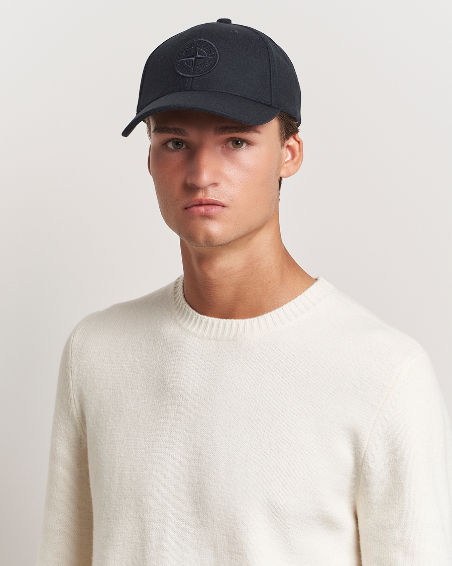 Hombres | Stone Island Wool Nylon Flannel Cap Navy Blue | Stone Island | Wool Nylon Flannel Cap Navy Blue