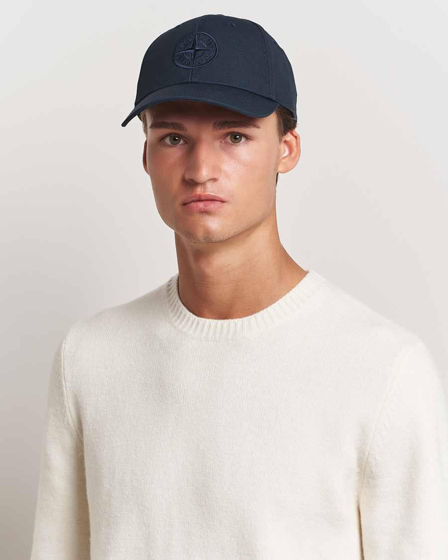 Hombres | Stone Island Cotton Rep Logo Cap Navy Blue | Stone Island | Cotton Rep Logo Cap Navy Blue