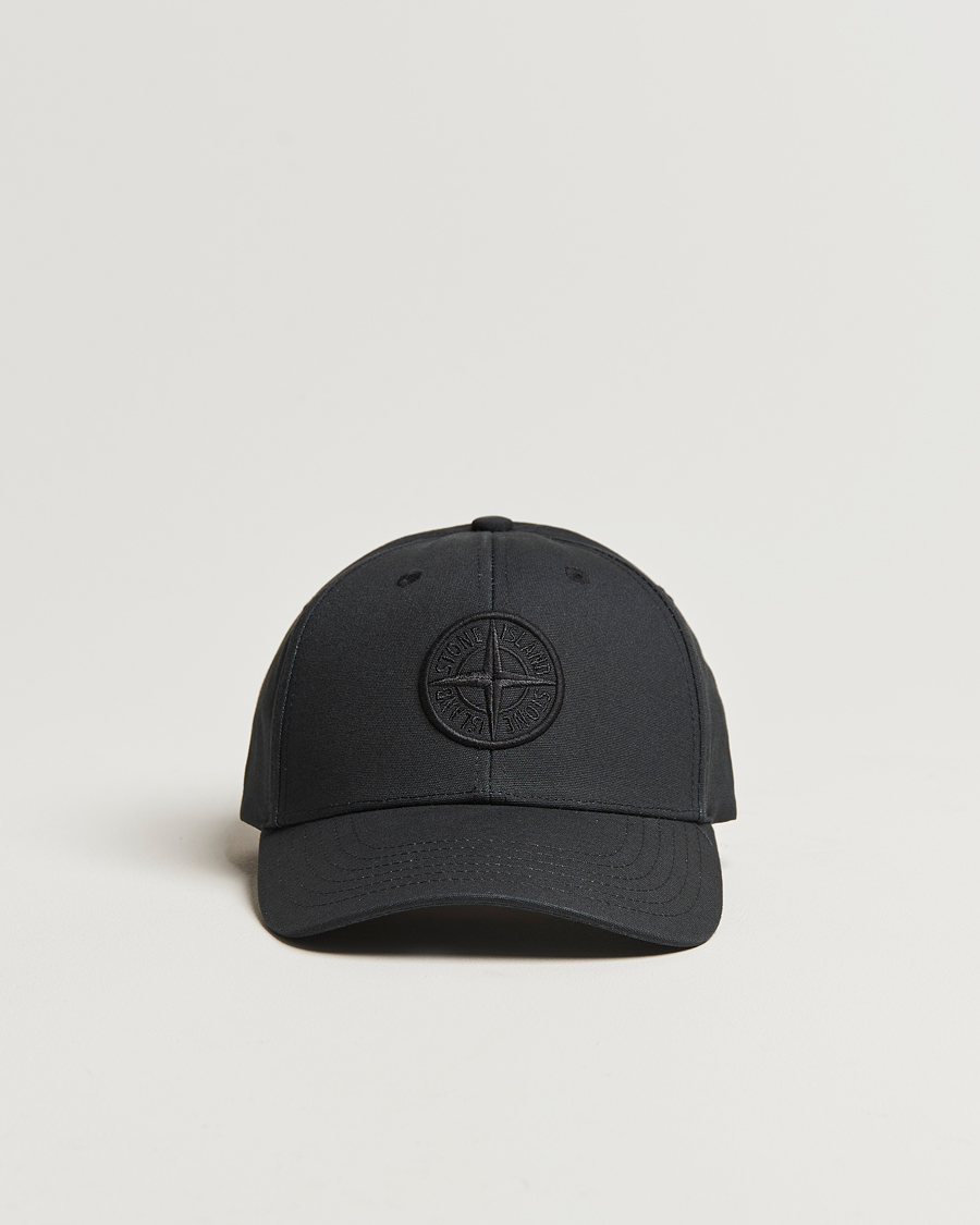 Hombres | Stone Island Cotton Rep Logo Cap Black | Stone Island | Cotton Rep Logo Cap Black