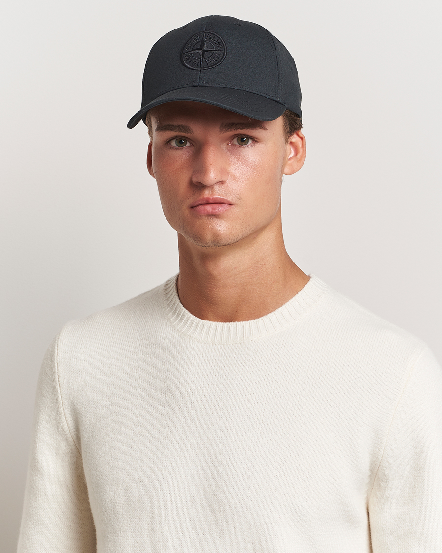 Hombres | Stone Island Cotton Rep Logo Cap Black | Stone Island | Cotton Rep Logo Cap Black