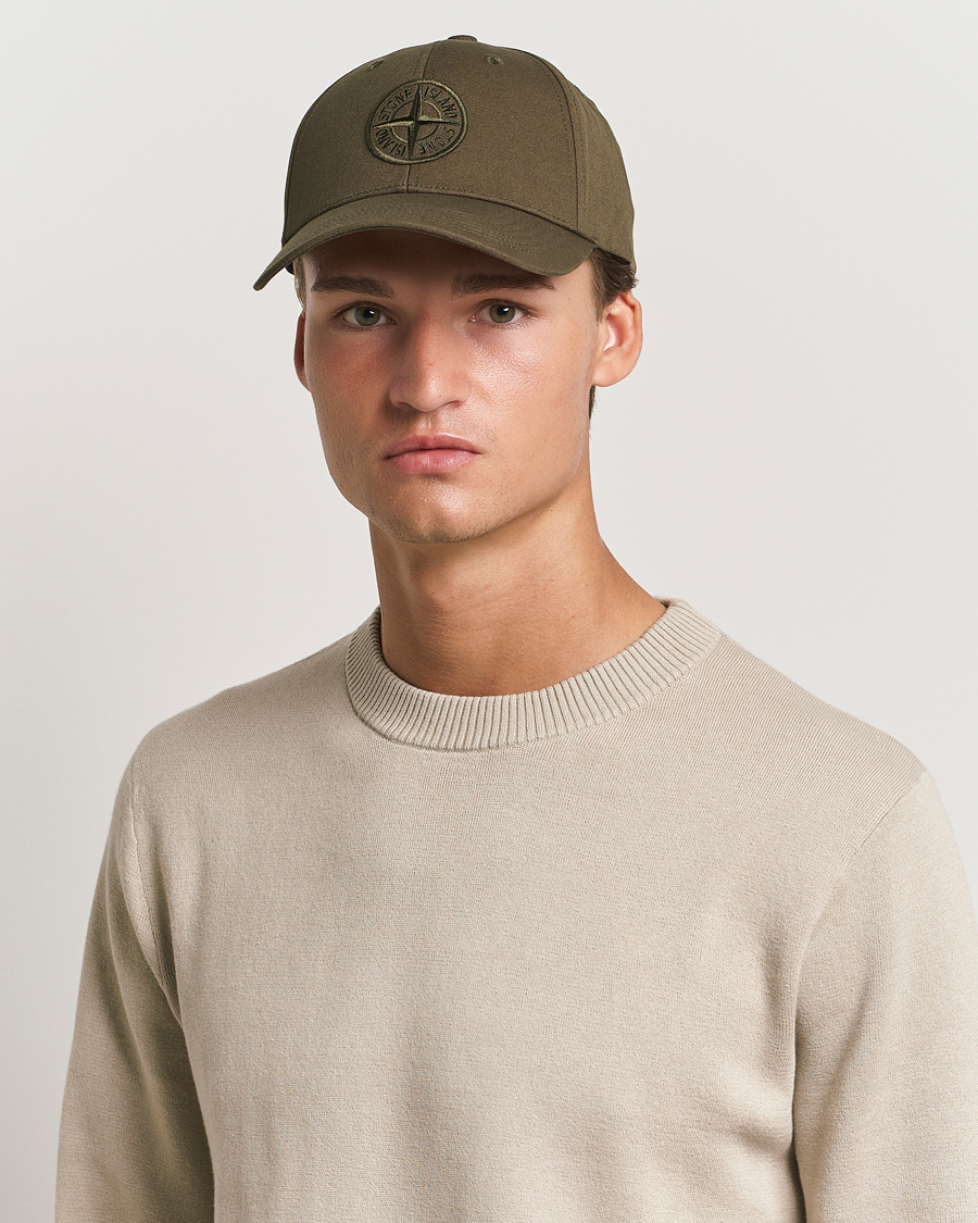 Hombres | Stone Island Cotton Rep Logo Cap Military Green | Stone Island | Cotton Rep Logo Cap Military Green