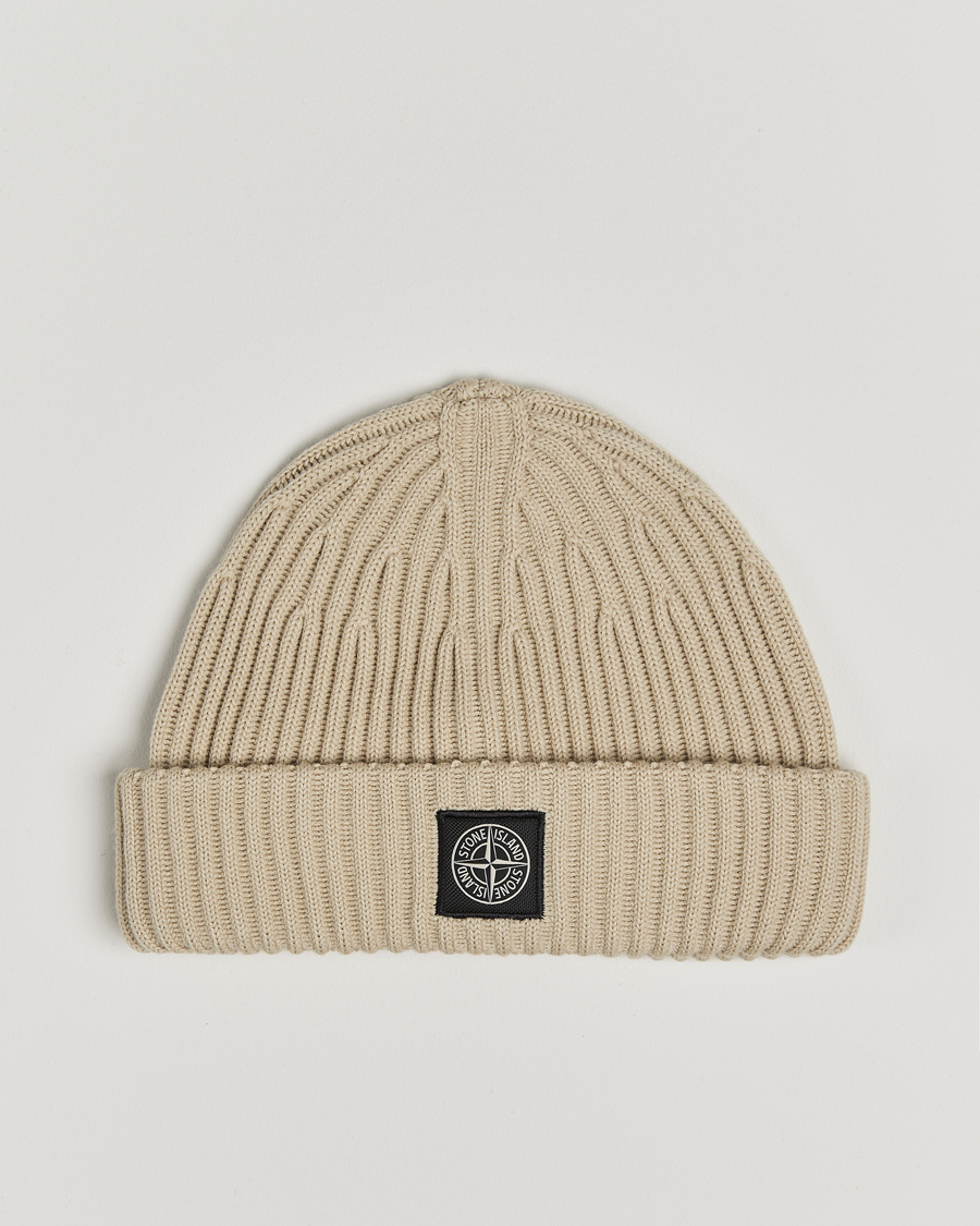 Hombres | Stone Island Full Rib Wool Beanie Plaster | Stone Island | Full Rib Wool Beanie Plaster