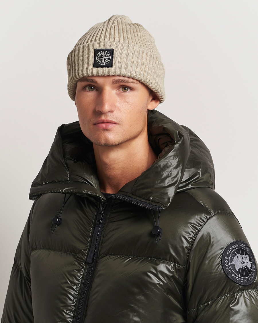 Hombres | Stone Island Full Rib Wool Beanie Plaster | Stone Island | Full Rib Wool Beanie Plaster