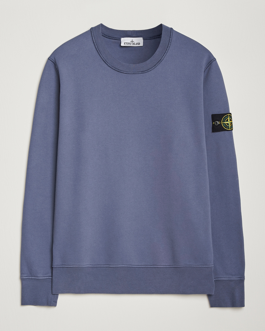 Hombres | Jerséis y prendas de punto | Stone Island | Garment Dyed Fleece Sweatshirt Mid Blue