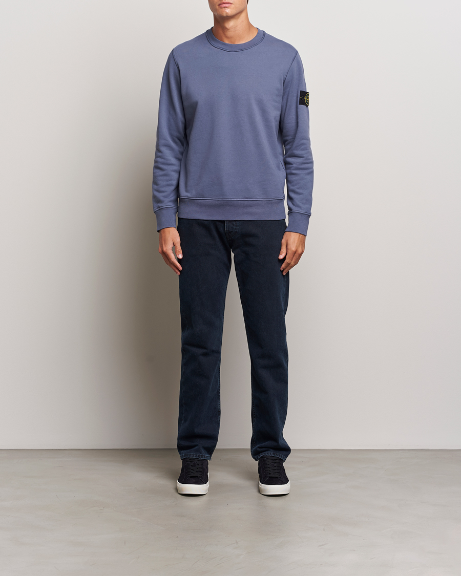 Hombres | Jerséis y prendas de punto | Stone Island | Garment Dyed Fleece Sweatshirt Mid Blue