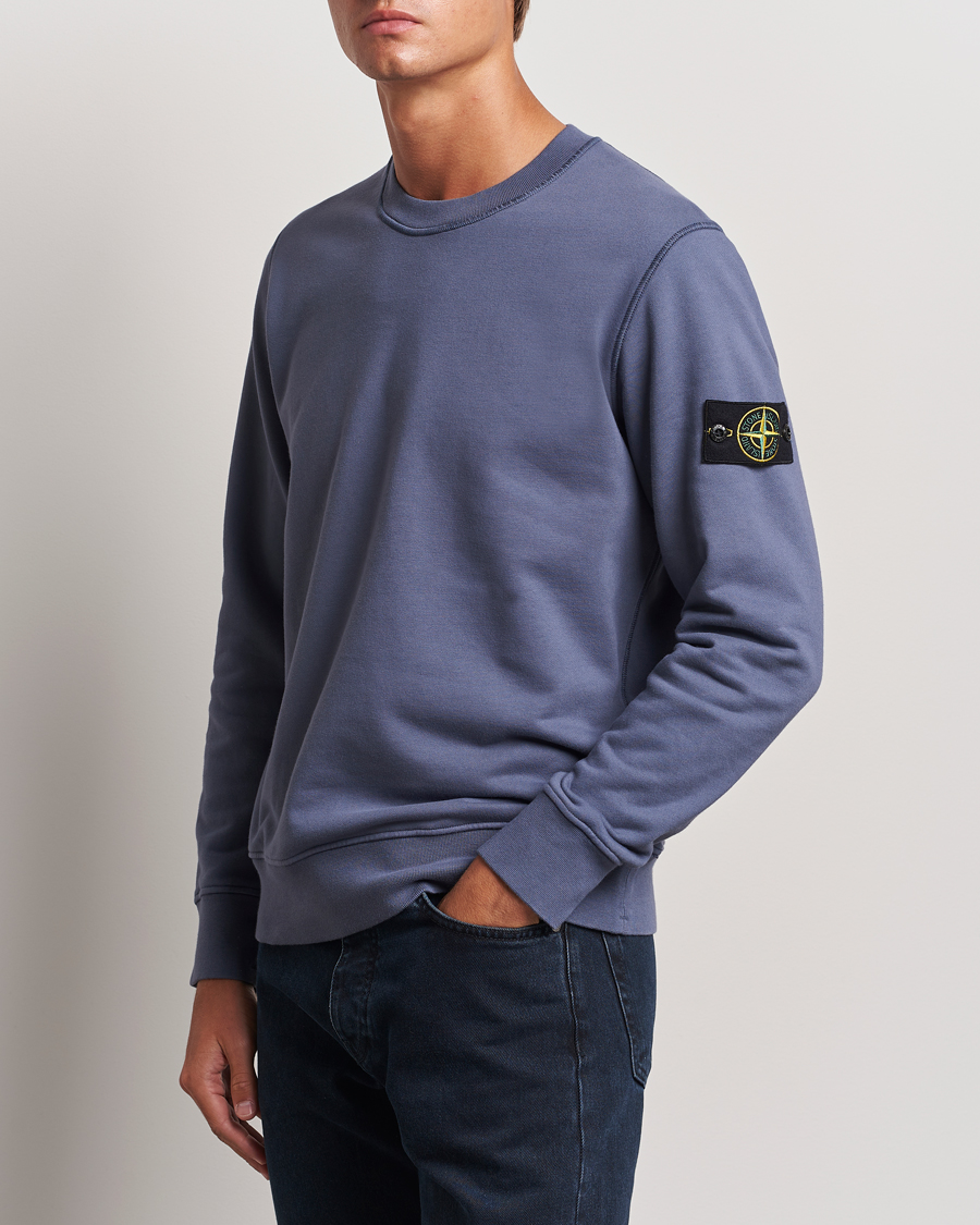Hombres | Jerséis y prendas de punto | Stone Island | Garment Dyed Fleece Sweatshirt Mid Blue