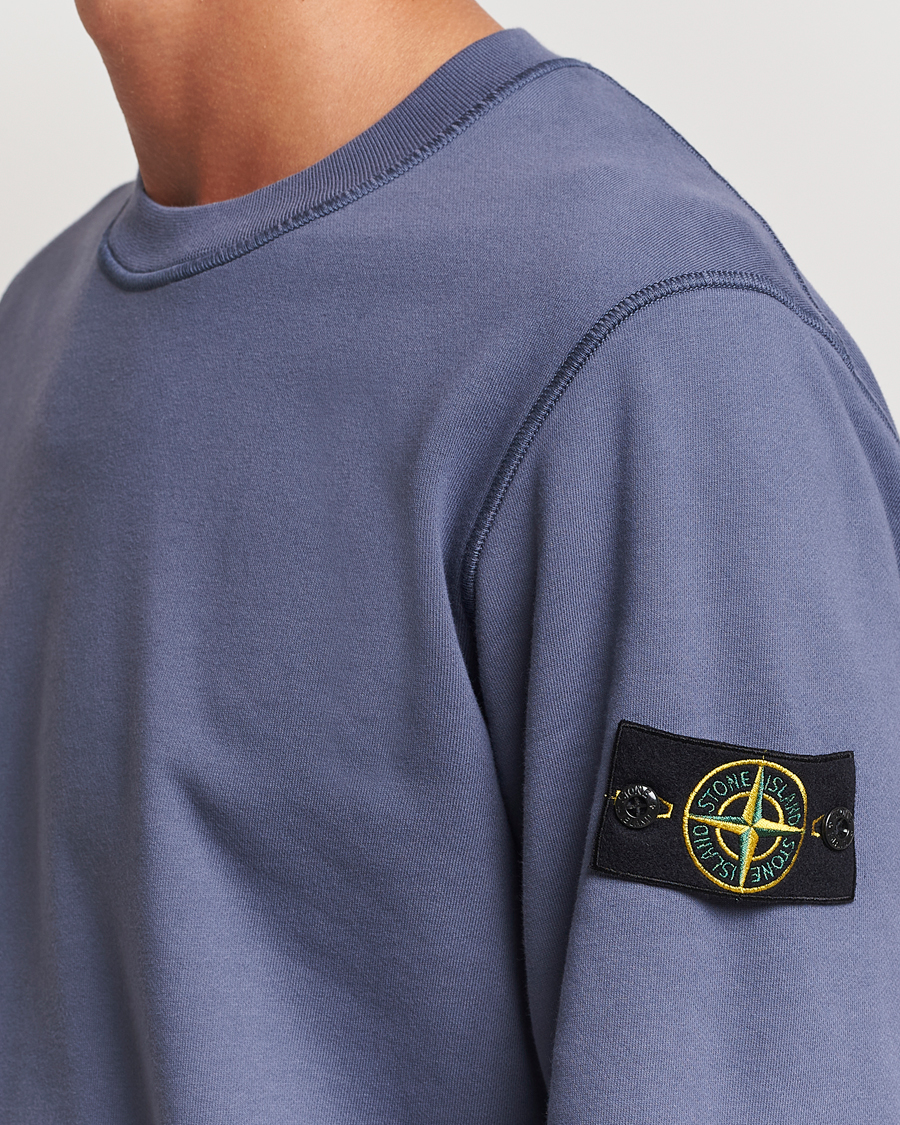 Hombres | Jerséis y prendas de punto | Stone Island | Garment Dyed Fleece Sweatshirt Mid Blue