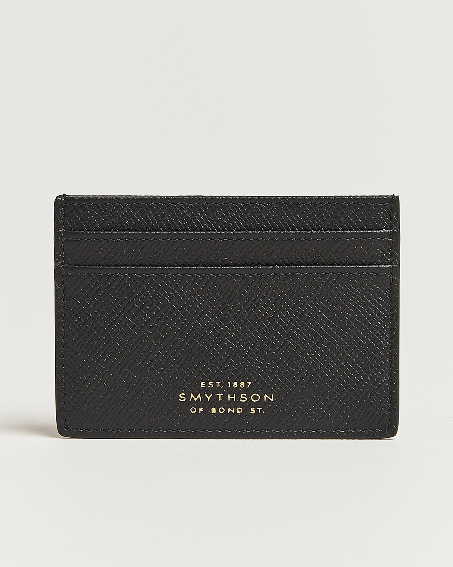 Hombres | Smythson Panama Flat Cardholder Black | Smythson | Panama Flat Cardholder Black