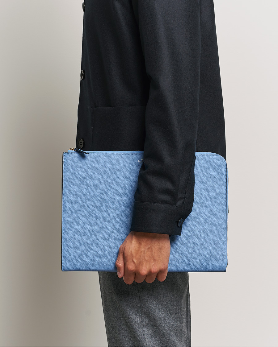 Hombres | Smythson Panama Small Laptop Case Nile Blue | Smythson | Panama Small Laptop Case Nile Blue