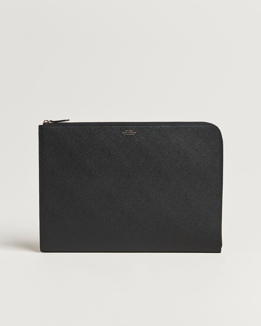 Hombres | Smythson Panama Large Laptop Case Black | Smythson | Panama Large Laptop Case Black