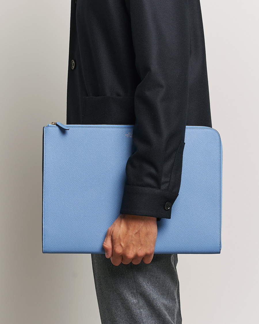 Hombres | Bolsos | Smythson | Panama Large Laptop Case Nile Blue