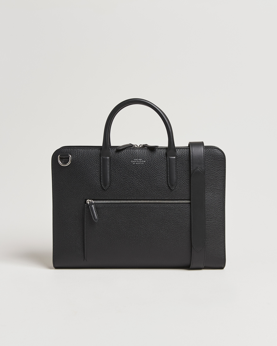 Hombres | Bolsos | Smythson | Ludlow Ultra Slim Brefcase With Zip Front Black