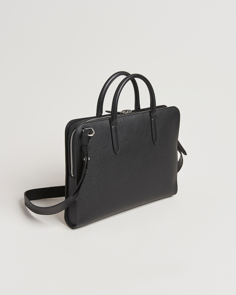 Hombres | Bolsos | Smythson | Ludlow Ultra Slim Brefcase With Zip Front Black