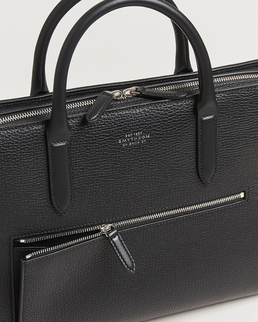Hombres | Bolsos | Smythson | Ludlow Ultra Slim Brefcase With Zip Front Black