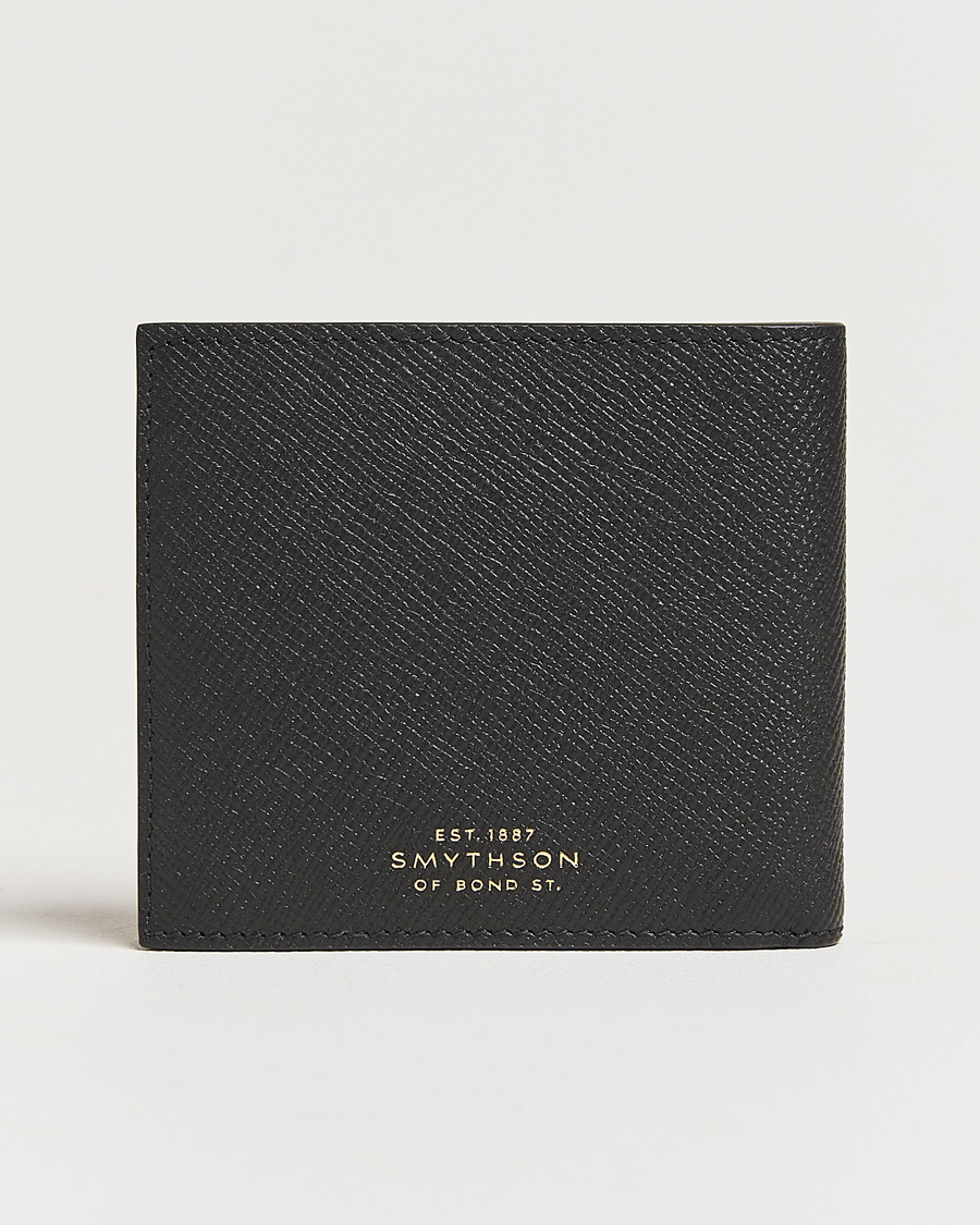 Hombres | Smythson Panama 6 Card Leather Wallet Black | Smythson | Panama 6 Card Leather Wallet Black