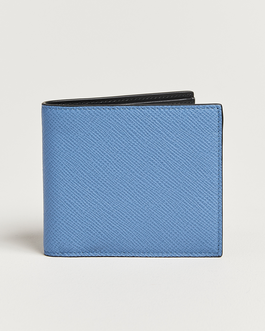Hombres | Smythson Panama 6 Card Leather Wallet Nile Blue | Smythson | Panama 6 Card Leather Wallet Nile Blue