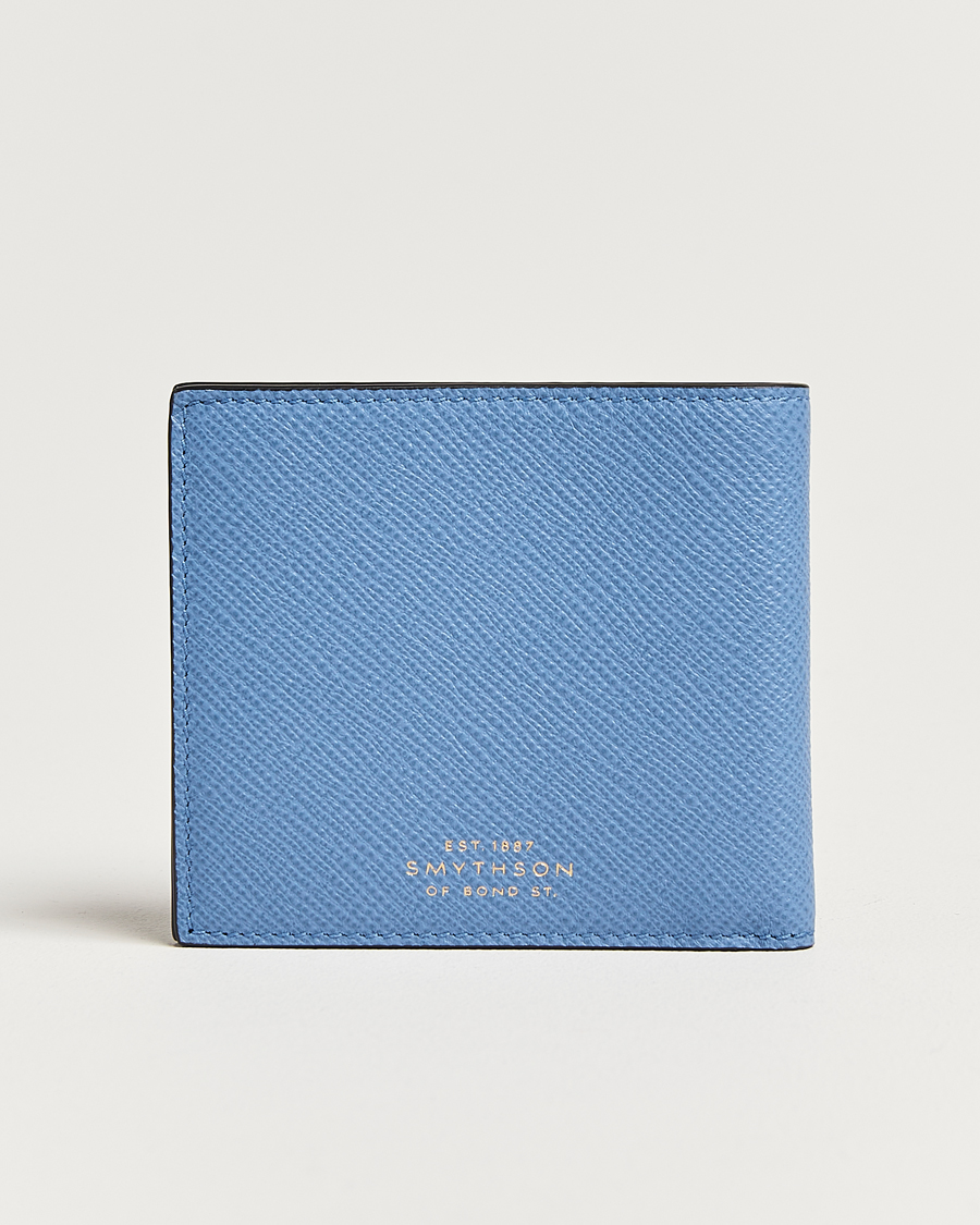 Hombres | Smythson Panama 6 Card Leather Wallet Nile Blue | Smythson | Panama 6 Card Leather Wallet Nile Blue