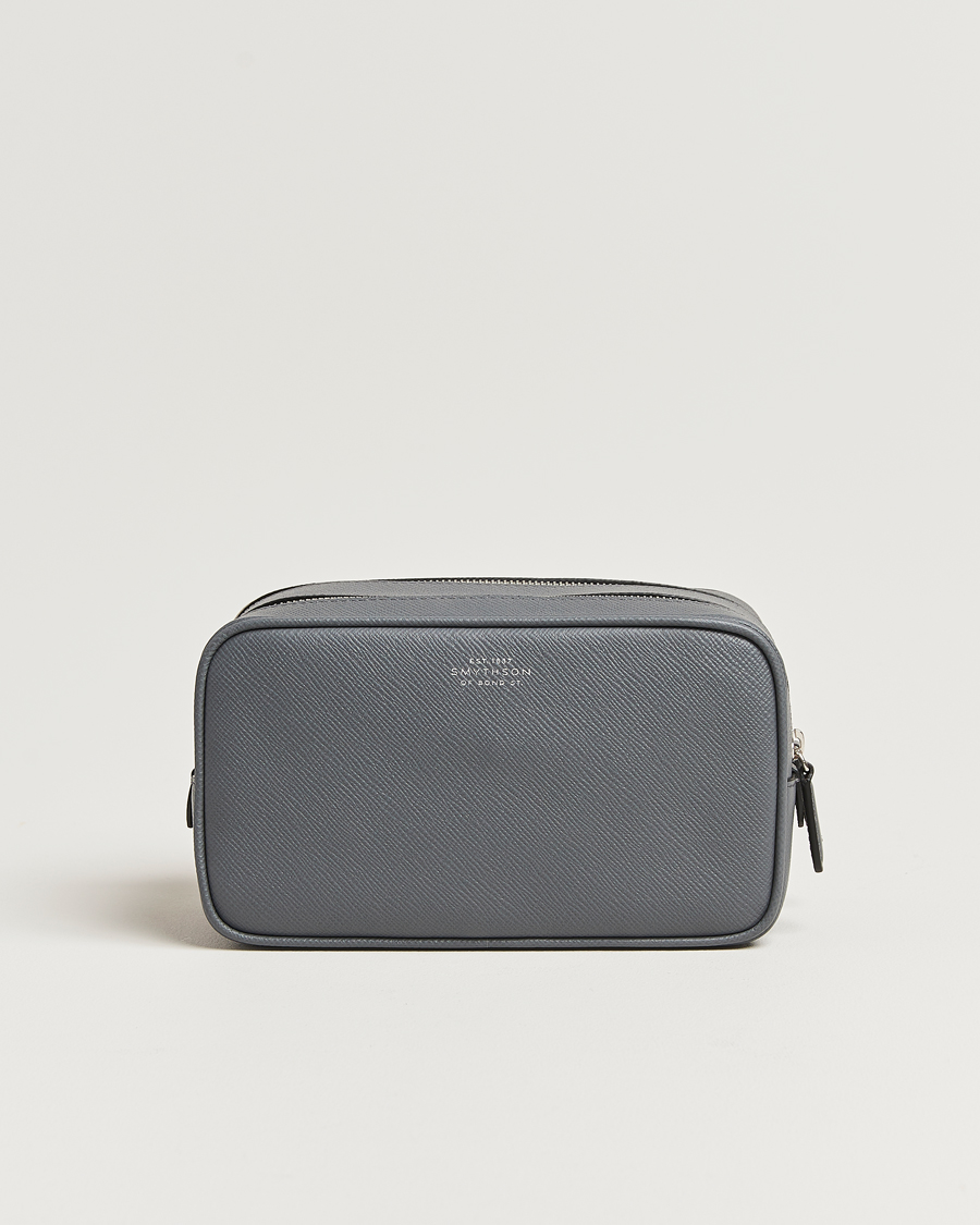 Hombres | Smythson Panama Double Zip Washbag Storm Grey | Smythson | Panama Double Zip Washbag Storm Grey