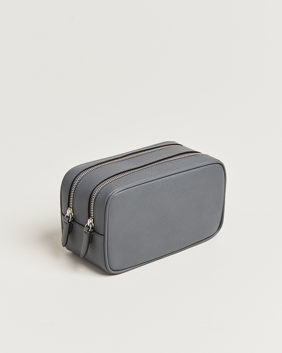 Hombres | Smythson Panama Double Zip Washbag Storm Grey | Smythson | Panama Double Zip Washbag Storm Grey