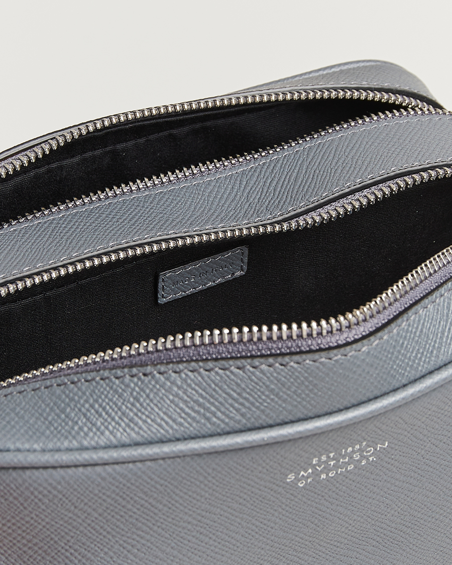 Hombres | Smythson Panama Double Zip Washbag Storm Grey | Smythson | Panama Double Zip Washbag Storm Grey