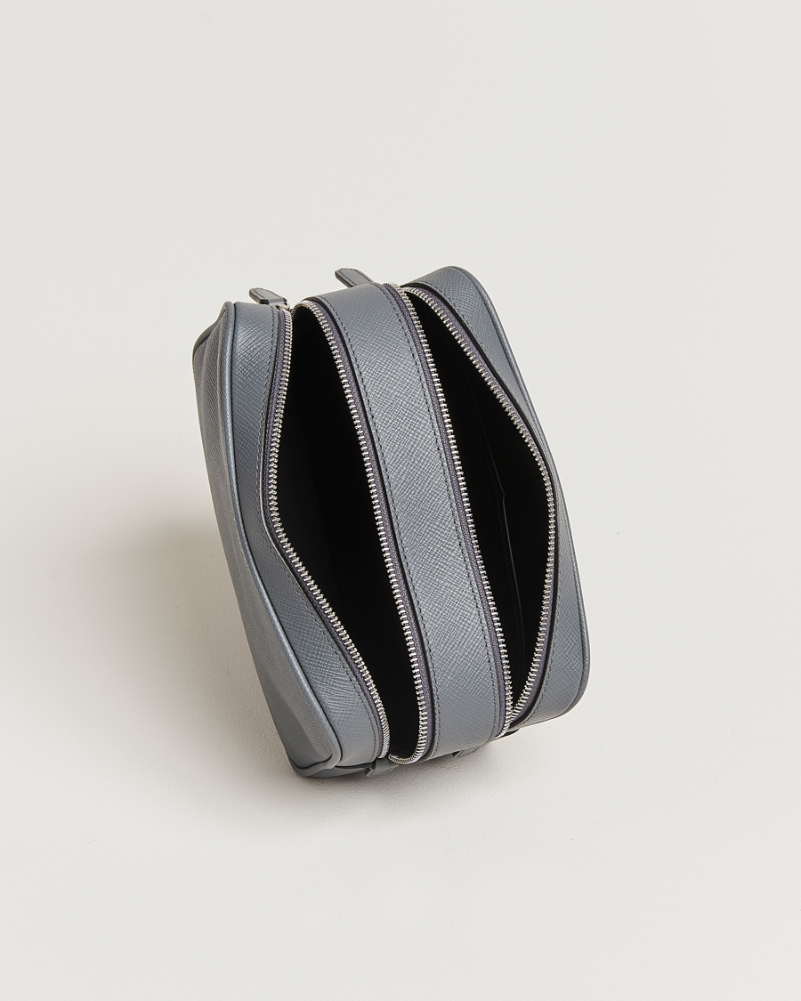 Hombres | Smythson Panama Double Zip Washbag Storm Grey | Smythson | Panama Double Zip Washbag Storm Grey