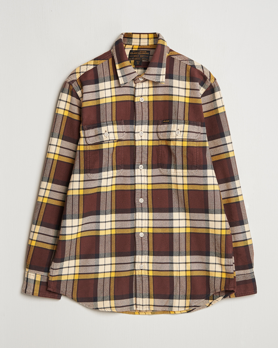 Hombres | Camisas | Filson | Vintage Flannel Work Shirt Brown/Yellow