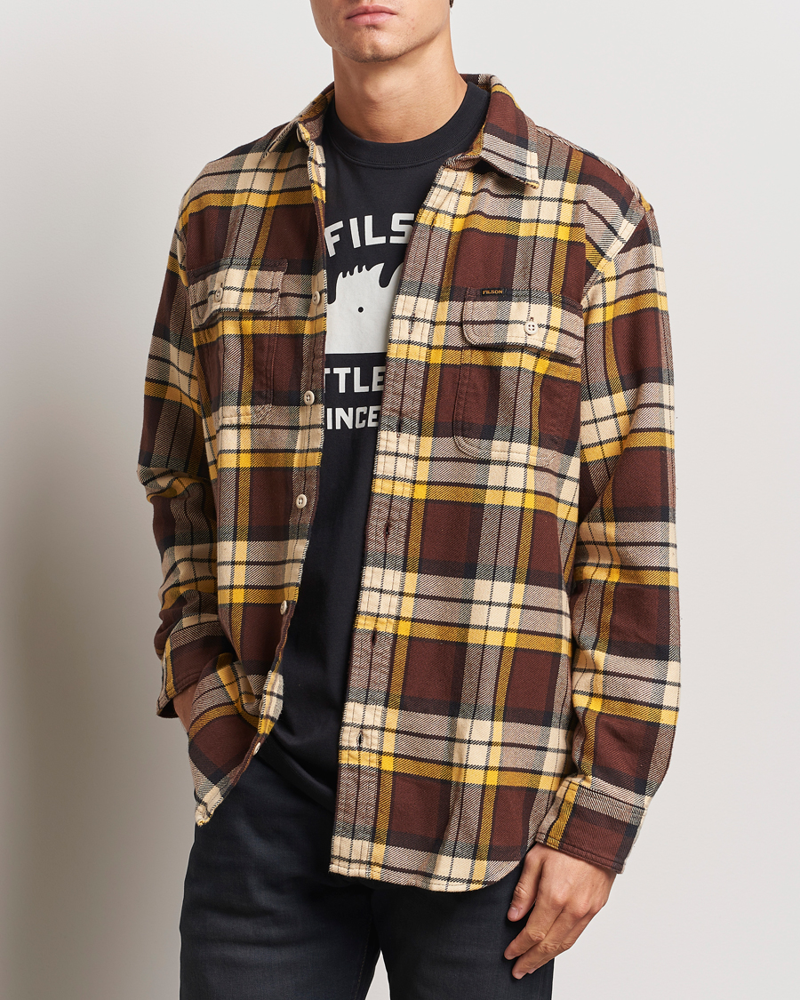 Hombres | Camisas | Filson | Vintage Flannel Work Shirt Brown/Yellow