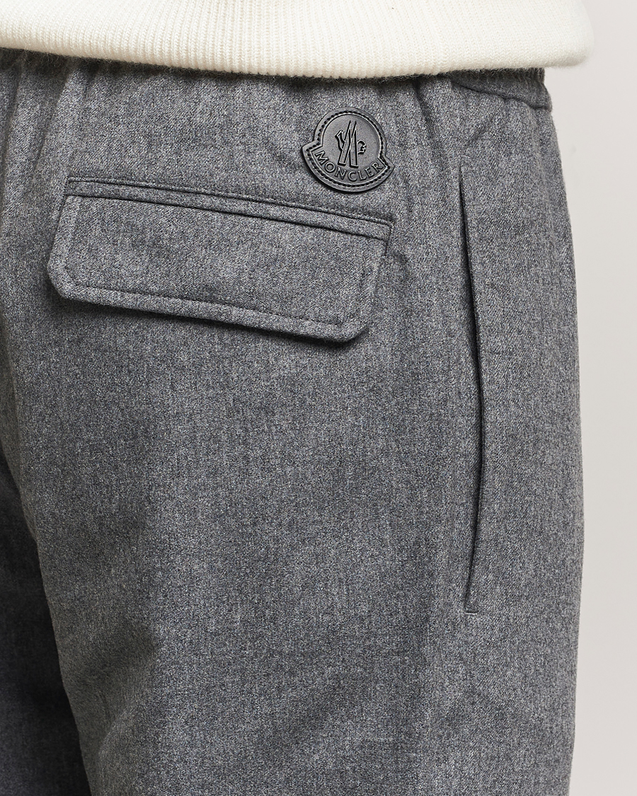 Hombres | Pantalones | Moncler | Flannel Drawstring Pants Grey Melange