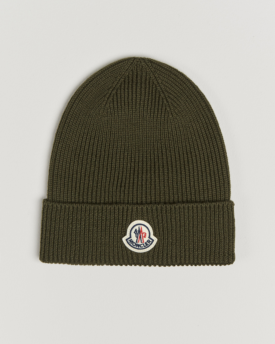 Hombres | Moncler Rib Wool Beanie Military | Moncler | Rib Wool Beanie Military