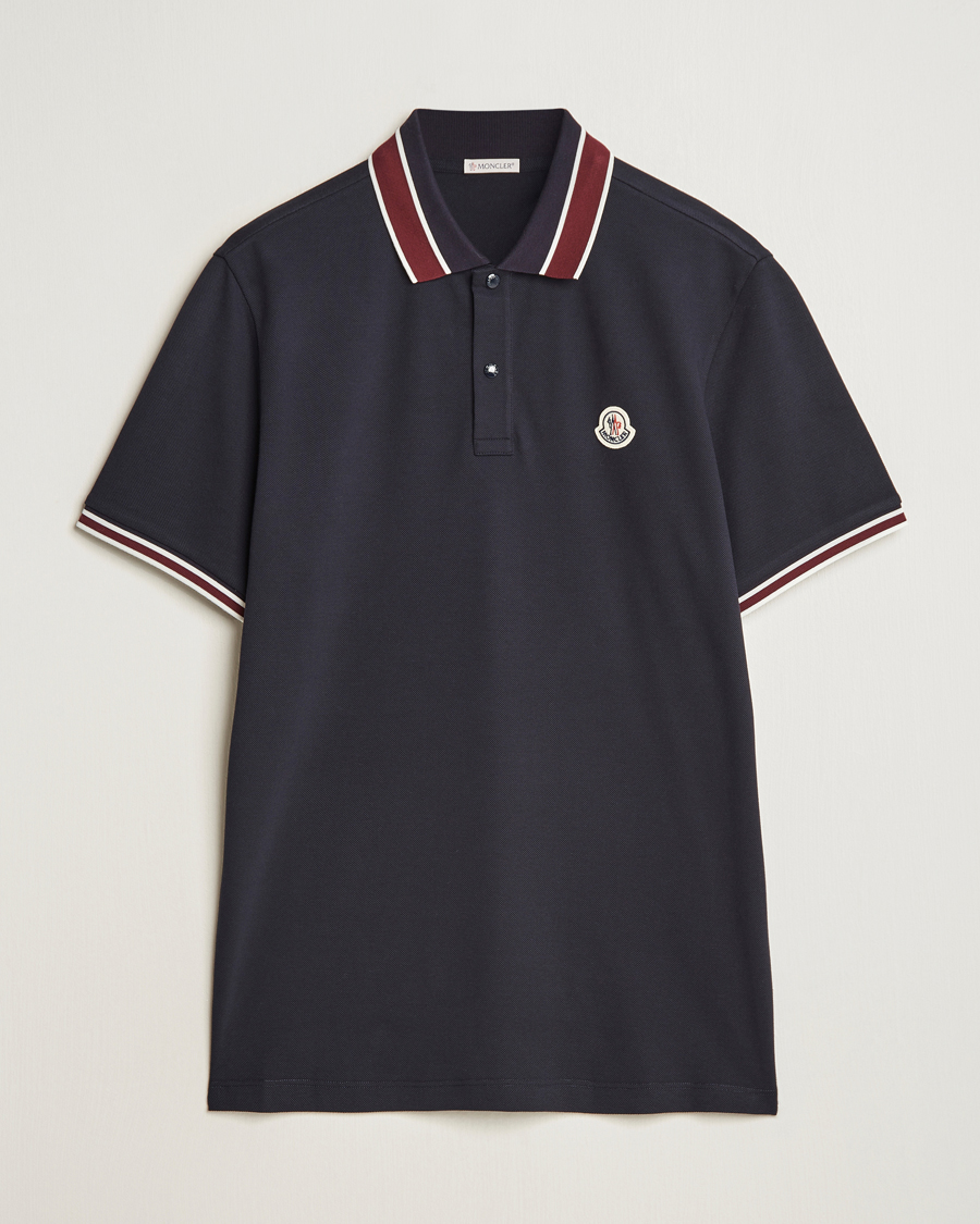 Hombres | Polos | Moncler | Double Contrast Collar Polo Navy