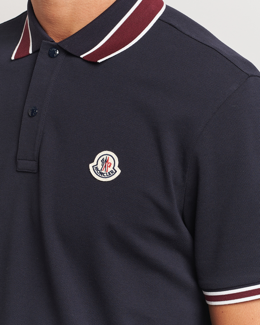 Hombres | Polos | Moncler | Double Contrast Collar Polo Navy