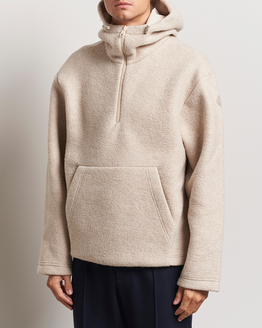 Hombres | Jerséis y prendas de punto | Moncler | Half Zip Hoodie Beige