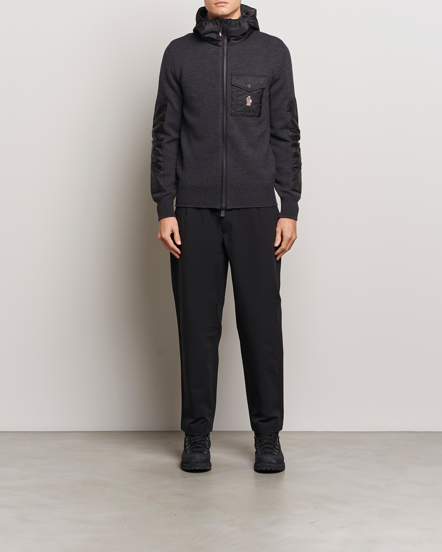 Hombres | Jerséis y prendas de punto | Moncler Grenoble | Knitted Full Zip Cardigan Charcoal