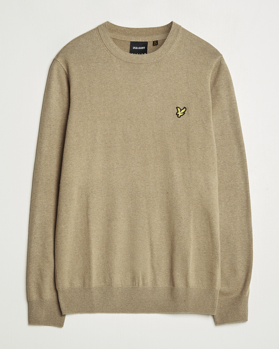 Hombres | Jerséis y prendas de punto | Lyle & Scott | Cotton/Merino Crew Neck Jumper Sage Uniform