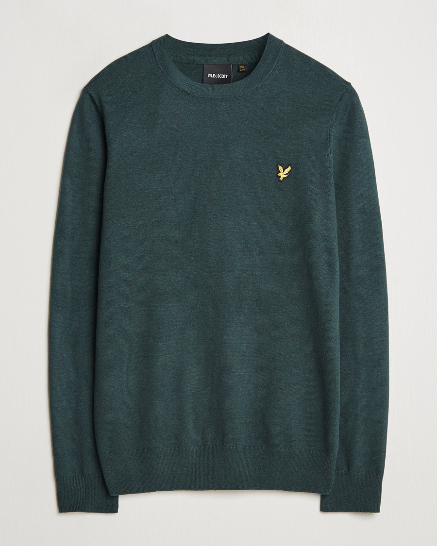 Hombres | Jerséis y prendas de punto | Lyle & Scott | Cotton/Merino Crew Neck Jumper Argyle Teal