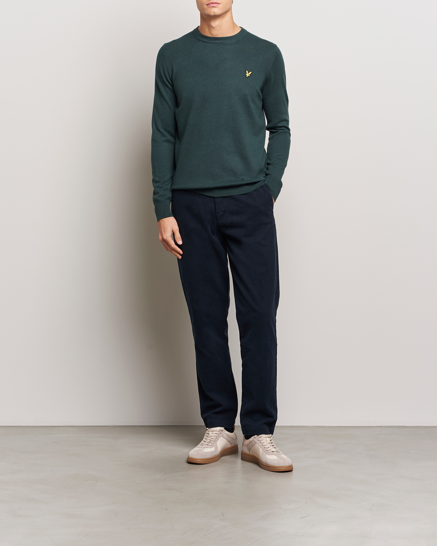 Hombres | Jerséis y prendas de punto | Lyle & Scott | Cotton/Merino Crew Neck Jumper Argyle Teal