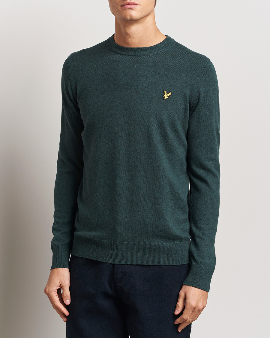 Hombres | Jerséis y prendas de punto | Lyle & Scott | Cotton/Merino Crew Neck Jumper Argyle Teal