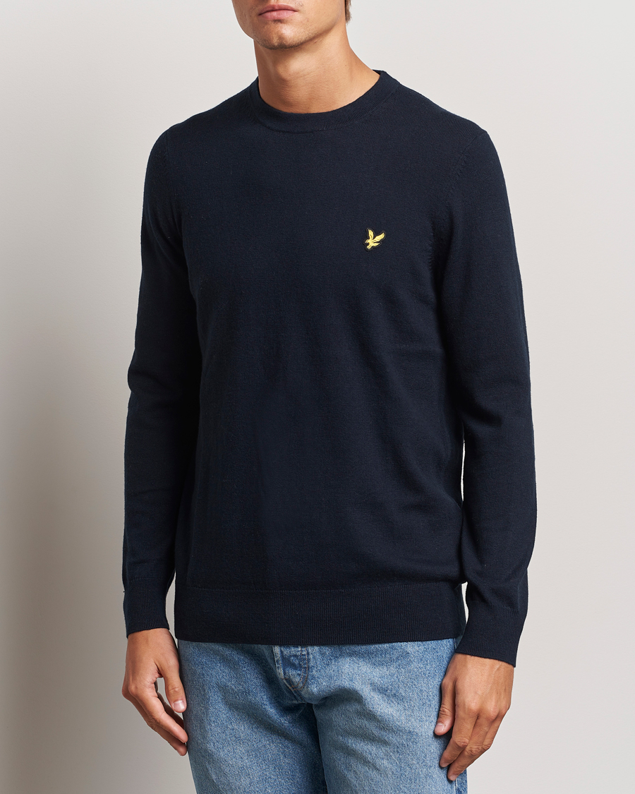 Hombres | Jerséis y prendas de punto | Lyle & Scott | Cotton/Merino Crew Neck Jumper Dark Navy