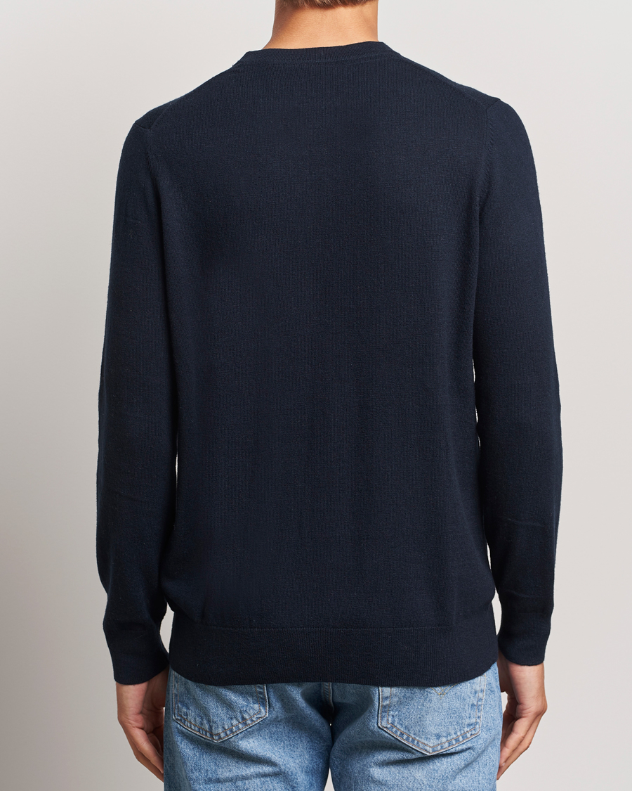 Hombres | Jerséis y prendas de punto | Lyle & Scott | Cotton/Merino Crew Neck Jumper Dark Navy