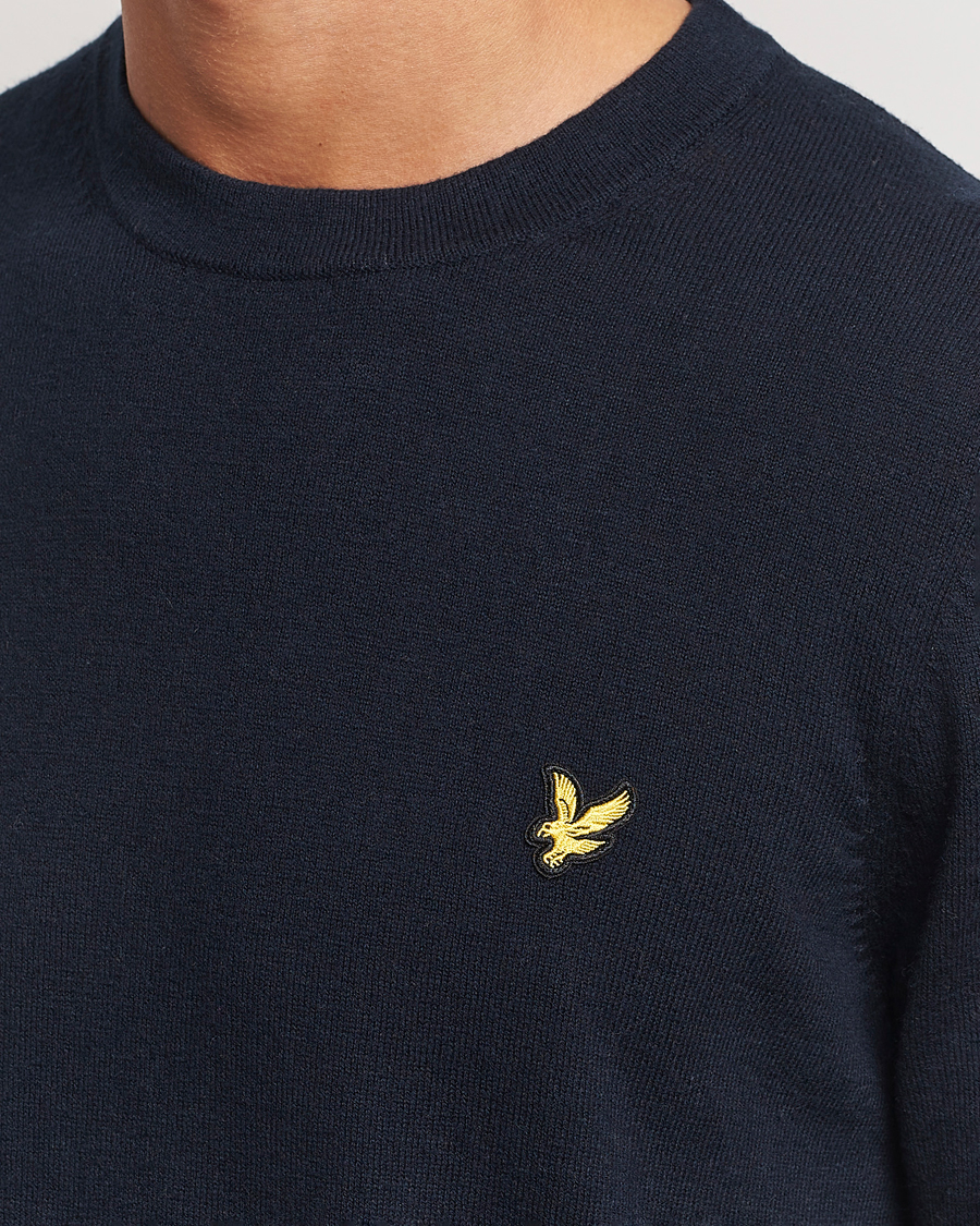 Hombres | Jerséis y prendas de punto | Lyle & Scott | Cotton/Merino Crew Neck Jumper Dark Navy