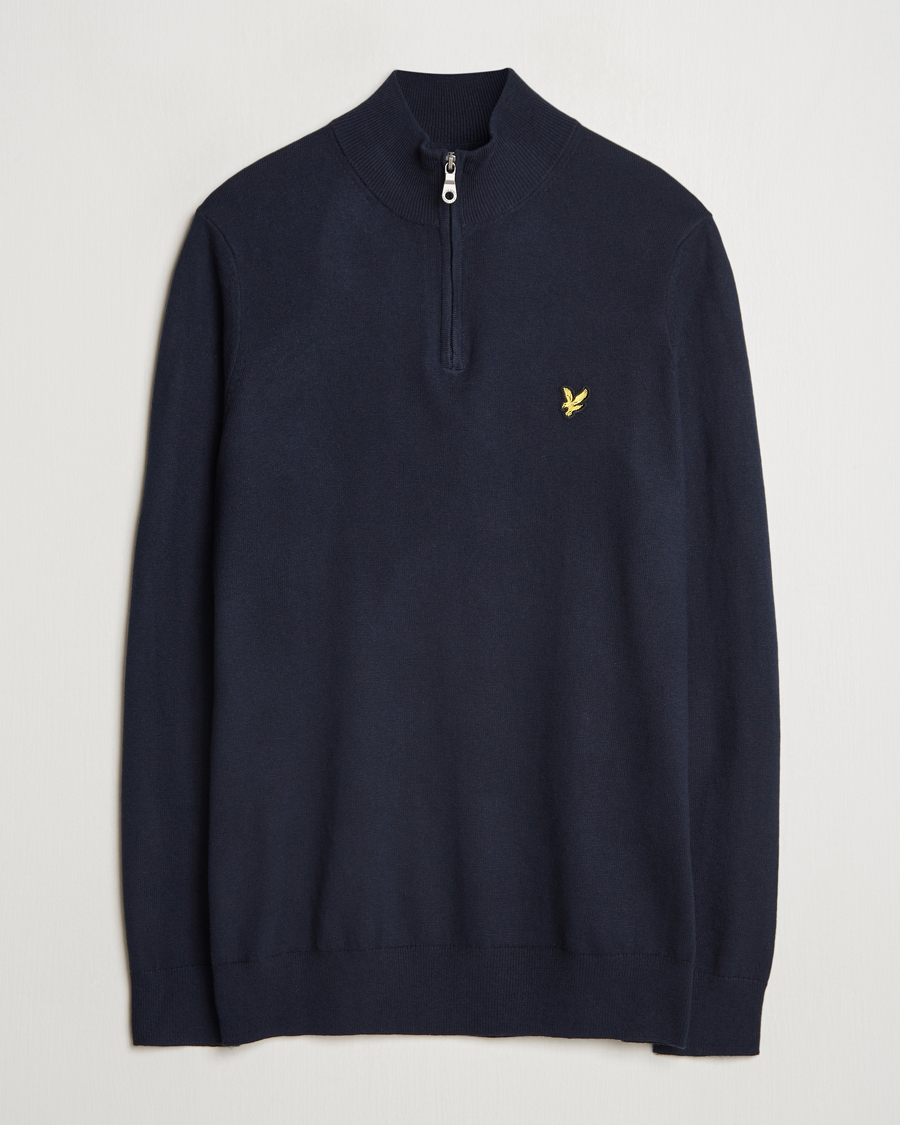 Hombres | Jerséis y prendas de punto | Lyle & Scott | Cotton/Merino Half Zip Dark Navy